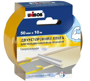 Скотч двусторонний Unibob, для укладки ковровых покрытий, 50 мм x 10 м